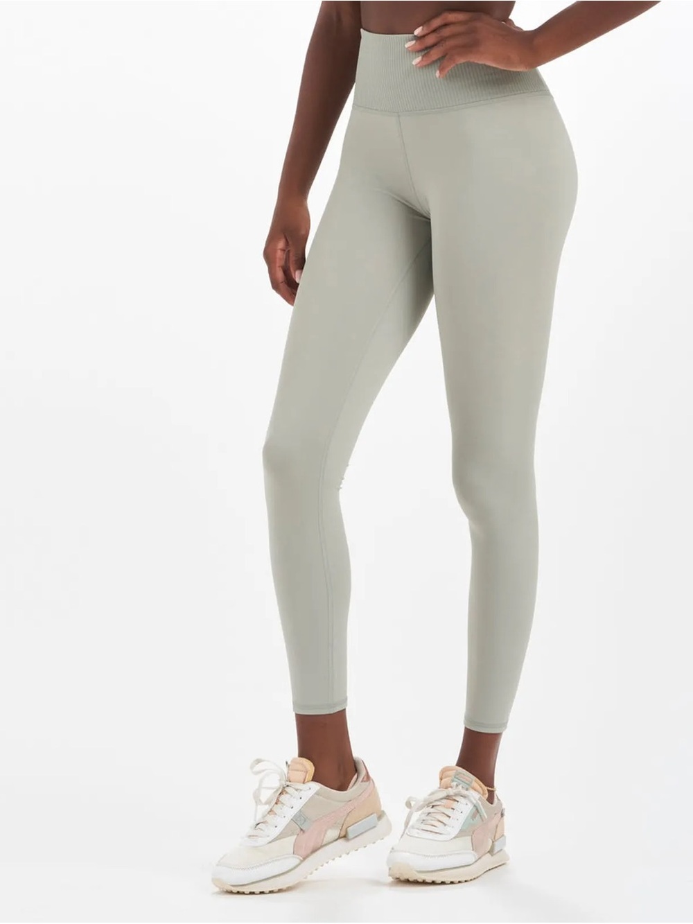 Vuori Women’s Rib Studio Legging Eucalyptus Sage Green, Size Large (L) High Rise
